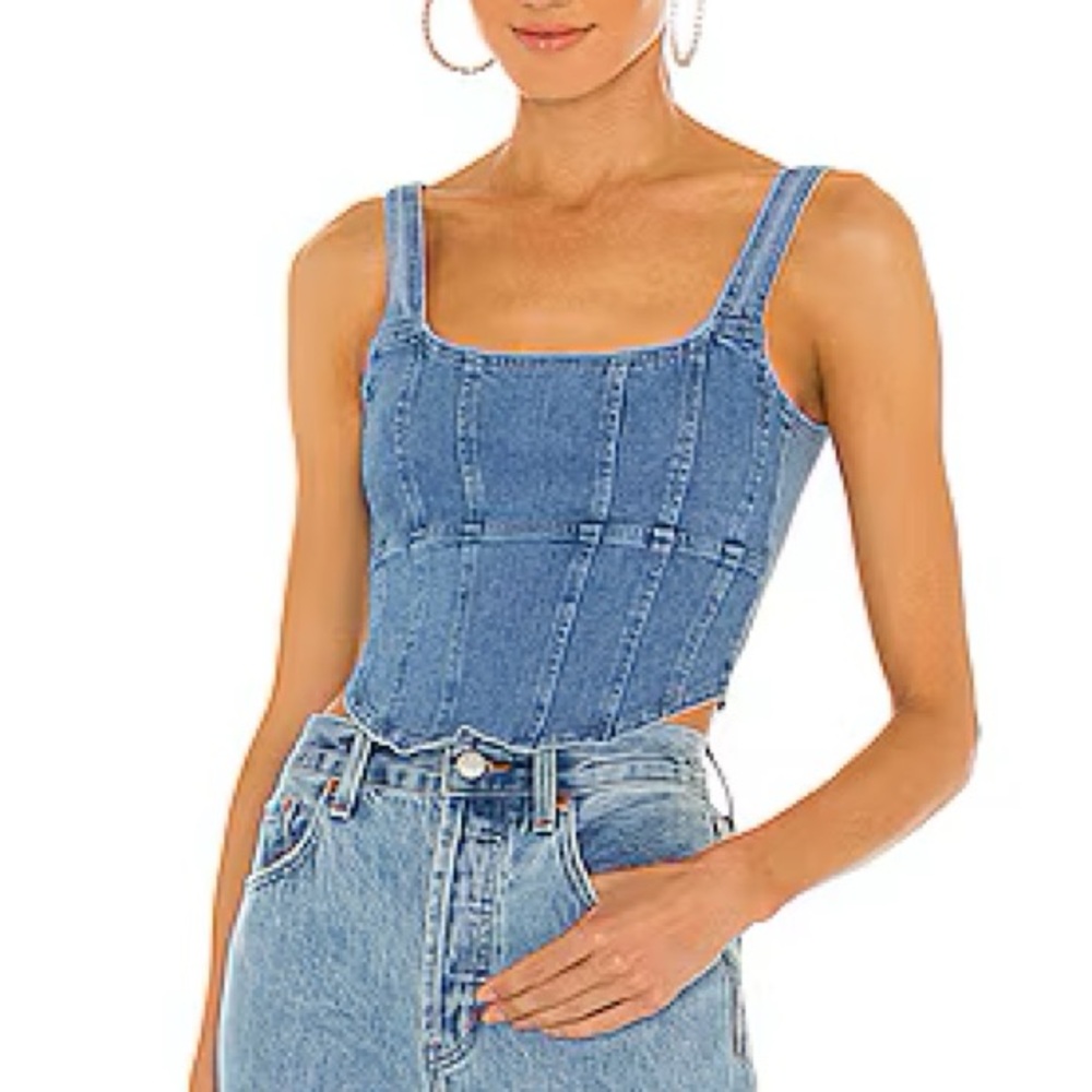 OW Collection  x REVOLVE Demi Top in Light Blue Denim